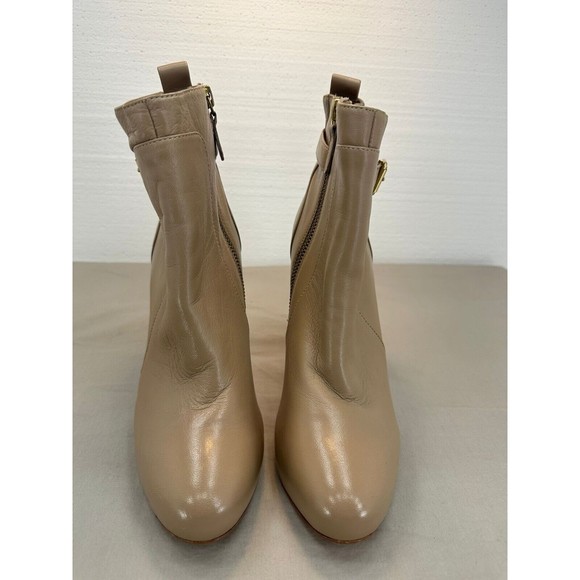 Ann Taylor Petra Buckle Booties Leather Beige Tan High Heel Fawn. Size 7.5 - Picture 7 of 12